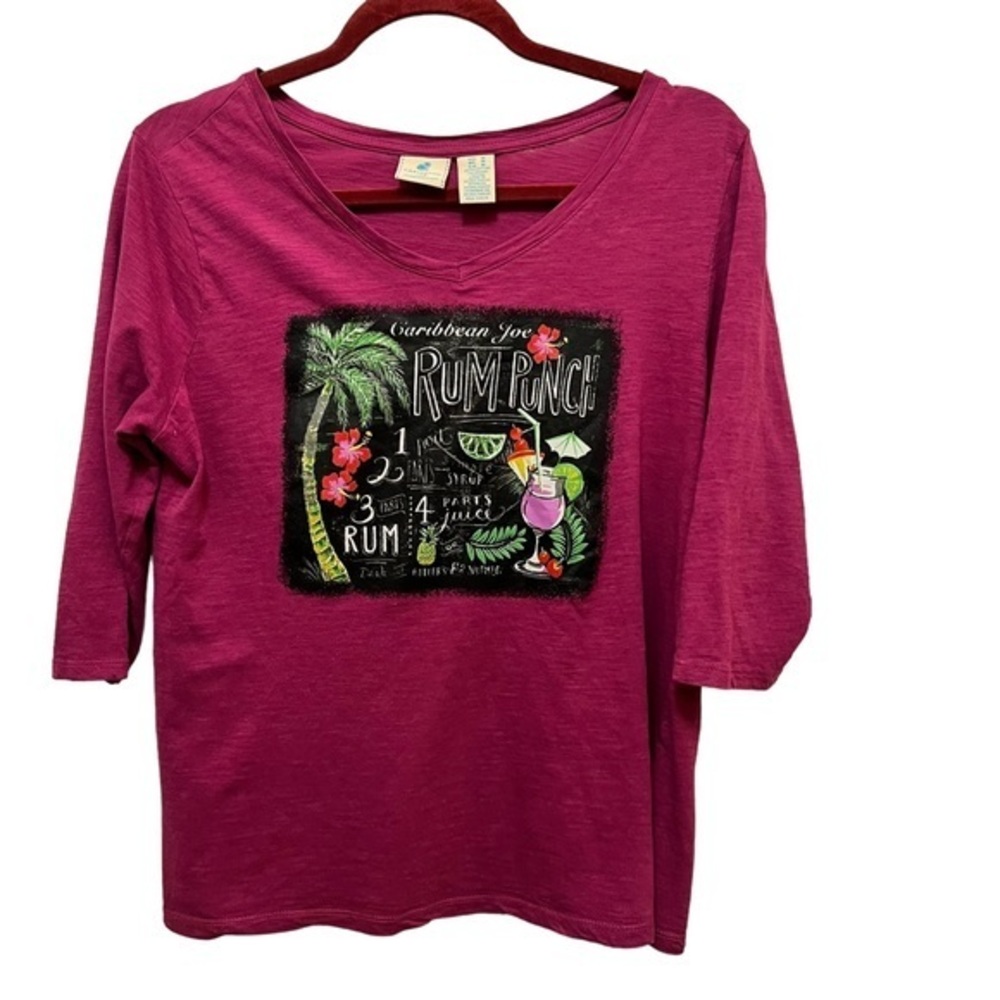 Caribbean Joe Rum Punch Magenta Top Size M